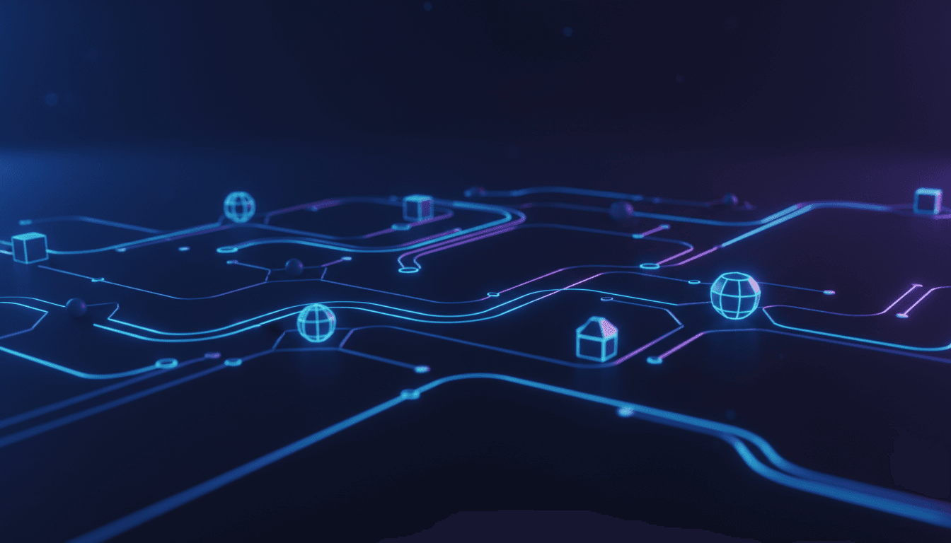 Abstract AI security network visualization with glowing connections