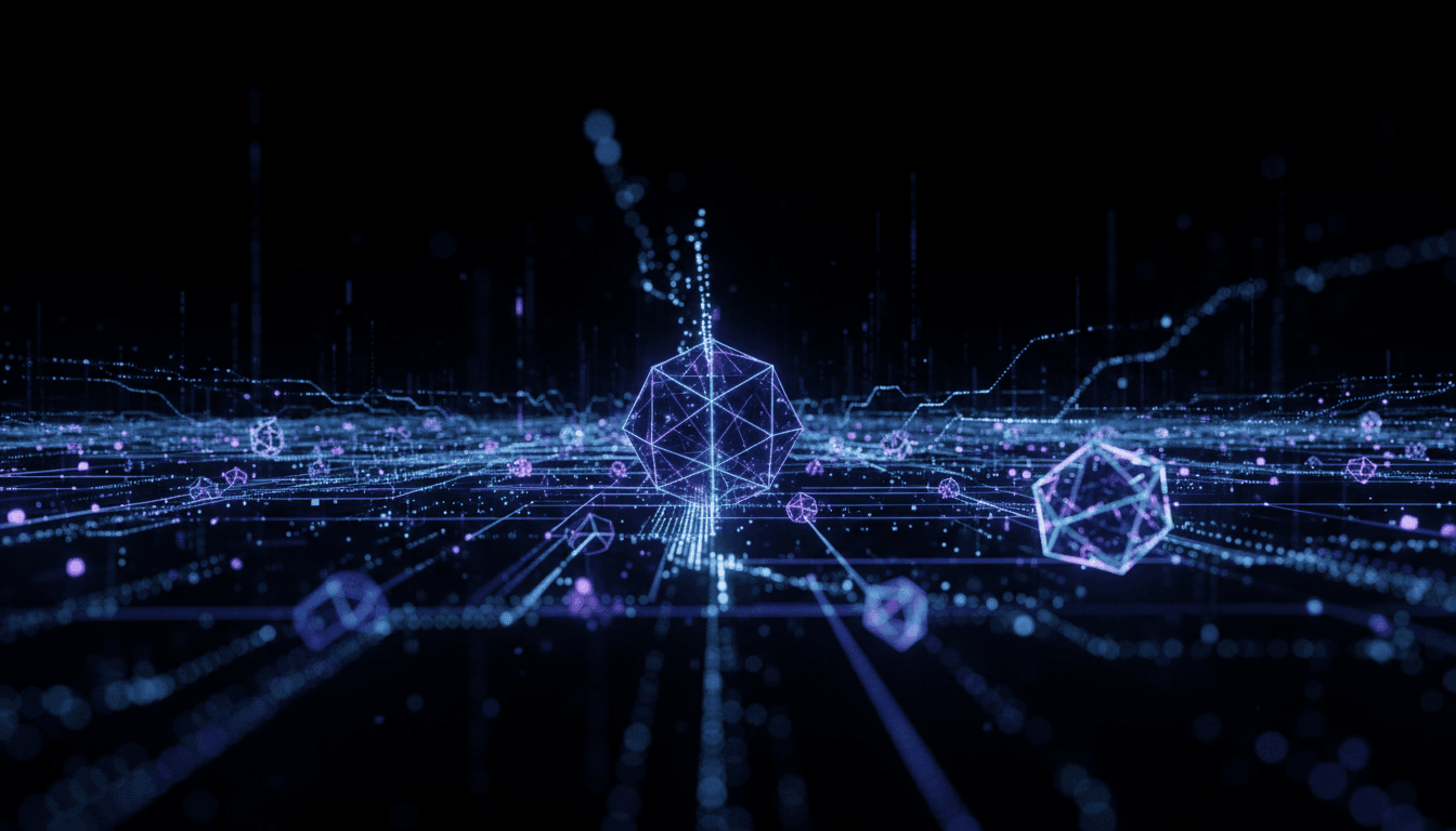 Digital AI network visualization with blue nodes and data streams